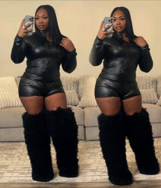 FAUX LEATHER ROMPER