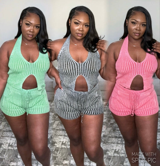 KNIT SHORT SETS (3COLORS)
