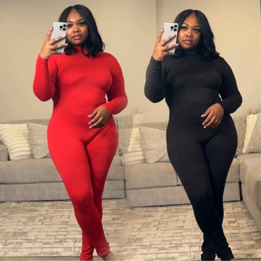 ESSENTIAL MOCK NECK JUMPSUIT (2COLORS)