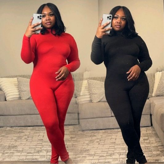 ESSENTIAL MOCK NECK JUMPSUIT (2COLORS)