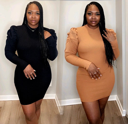 SALE (Puff Sleeve Casual Dress (2Colors)